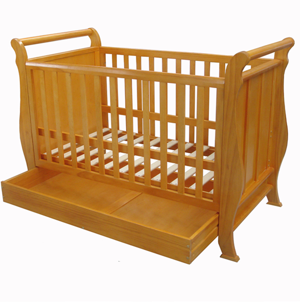 Solid Wood Sleigh Baby Crib With Wider Slats China Solid Wood