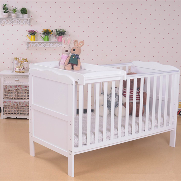 Baby cot bed, White, Wood, Cerise